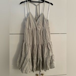 Lulus Sage green Swiss dot mini dress